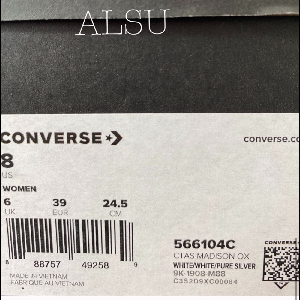 Converse Ctas Madison Ox Canvas White Silver Print - Picture 6 of 8